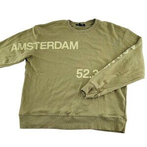 Vinyl Icons Amsterdam Olive Green Sweatshirt S 100% Cotton‎